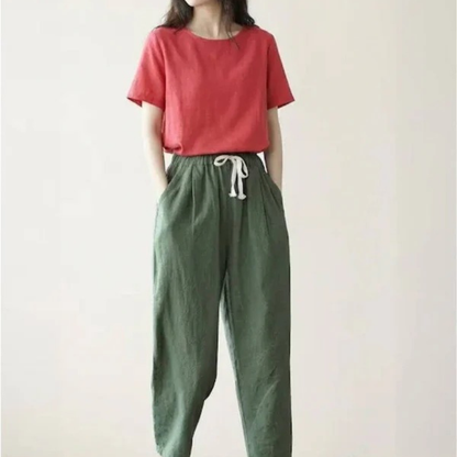 Zilan | Bequeme Damen Hose schmal Kordelzug modern