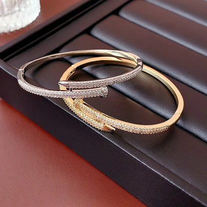 Zircon Nail Design Bracelet | Elegant and Sparkling-Silver-Nora Luxe