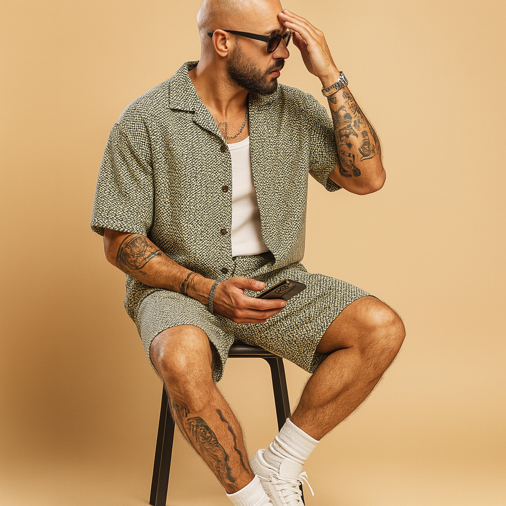 Lucas | Ensemble Été pour Homme avec Motif Géométrique | Confort Optimal pour Sorties Décontractées 3
