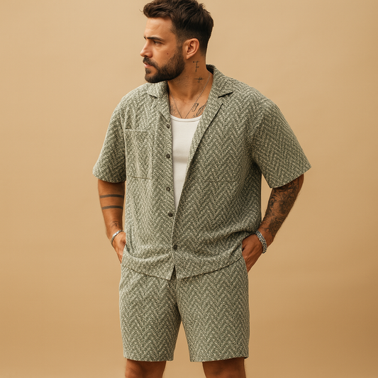 Lucas | Ensemble Été pour Homme avec Motif Géométrique | Confort Optimal pour Sorties Décontractées 1