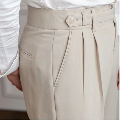 Elegante Pantalone Uomo Sartoriale Piega Gamba Dritta