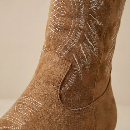 Suede Cowgirl Boots | Women's Block Heel Western Footwear