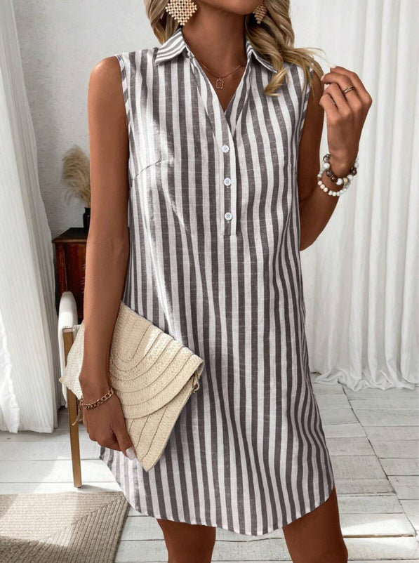 Věra | Elegantní pruhované šaty s knoflíky