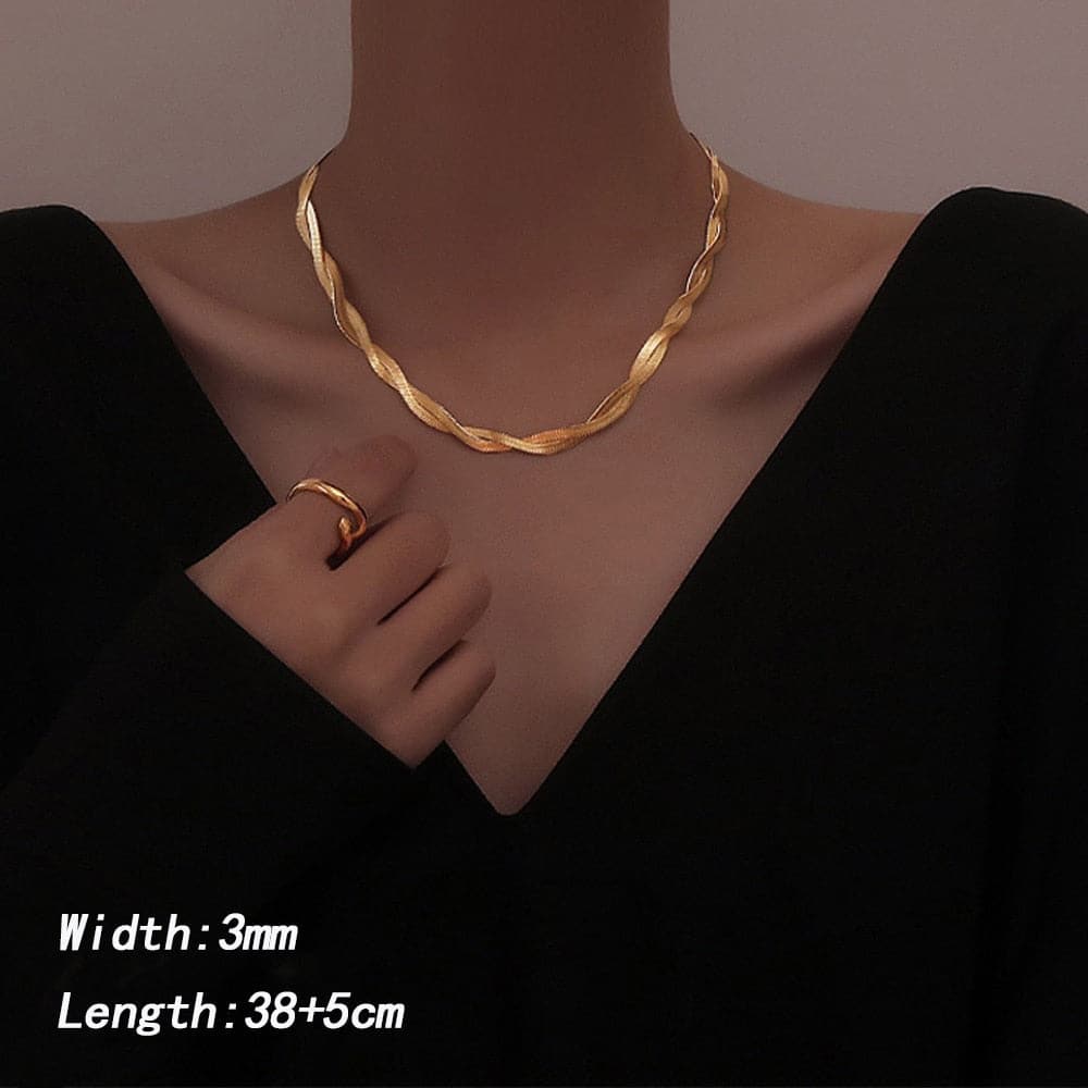 Gold Chain Necklace Bracelets Set