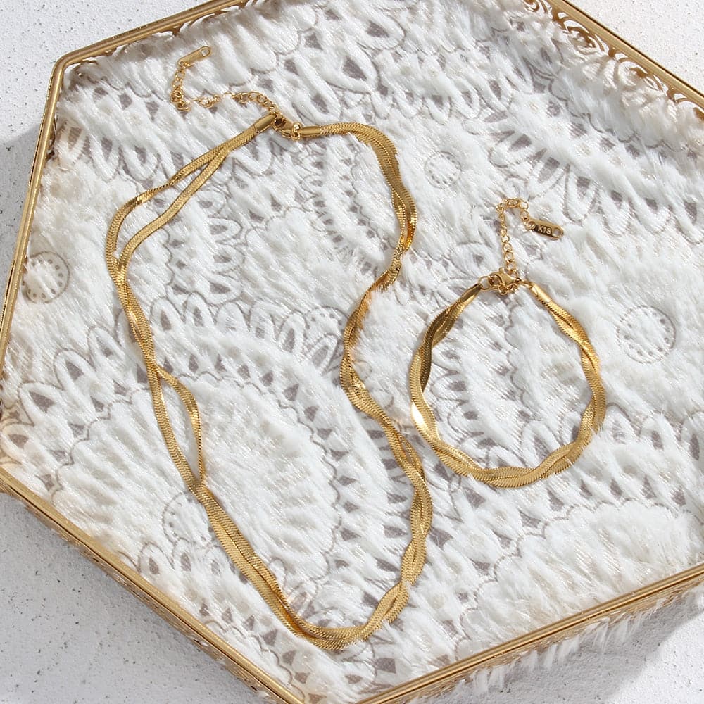 Gold Chain Necklace Bracelets Set