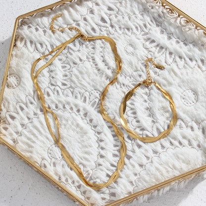 Gold Chain Necklace Bracelets Set
